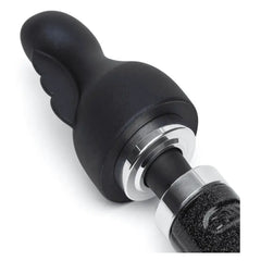 Doxy Nexus attachment securing onto wand massager via precision metal collar joint