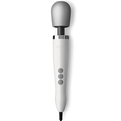 Doxy Original Wand Massager in white with grey silicone head and three control buttons