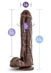 Dr Skin Mr Savage dildo dimension diagram showing 11.5" total, 9.2" insertable, 7.5" girth