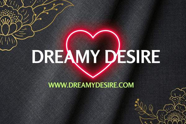 Dreamy Desire branded hero graphic with neon heart and Tracy's Dog Gift Set site URL