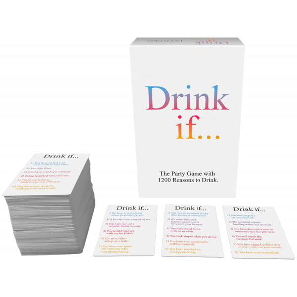 Drink If card game by Kheper Games with 1200 prompt cards fanned beside white box