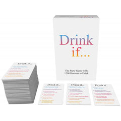 Drink If card game by Kheper Games with 1200 prompt cards fanned beside white box