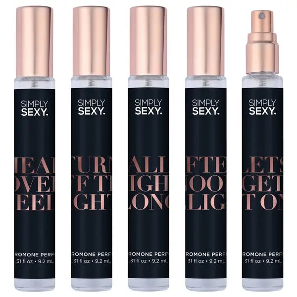 SIMPLY SEXY PHEROMONE PERFUME SPRAY BUNDLE (26 PCS)  INCLUDES 5 TESTER, 20 PHEROMONE PERFUME SPRAY, 1 ACRYLIC DISPLAY