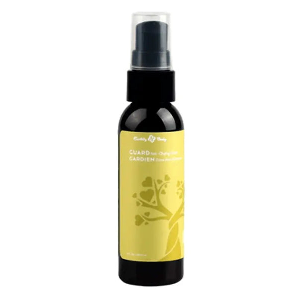 Earthly Body Guard Anti-Chafing Cream 2 oz black pump bottle with yellow label