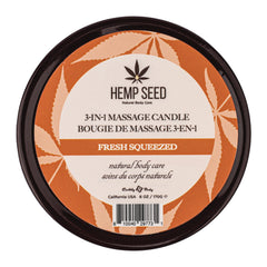 Earthly Body Hemp Seed 3-in-1 Massage Candle Fresh Squeezed, 6oz tin, top view