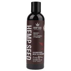 Earthly Body Hemp Seed Kashmir Musk Massage & Body Oil, 8 fl oz dark bottle