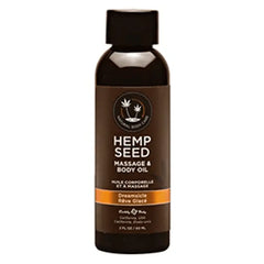 Earthly Body Hemp Seed Massage & Body Oil in Dreamsicle scent, 2 fl oz dark bottle