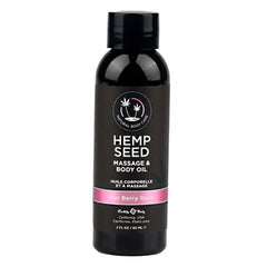 Earthly Body Hemp Seed Massage Oil in Zen Berry Rose, 2 fl oz dark bottle with black cap