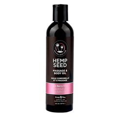 Earthly Body Hemp Seed Massage & Body Oil in Zen Berry Rose, 8 fl oz dark bottle