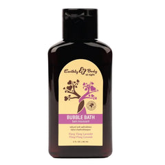 Earthly Body Hemp Seed at Night Bubble Bath in Ylang Ylang Lavender, dark amber 2oz bottle