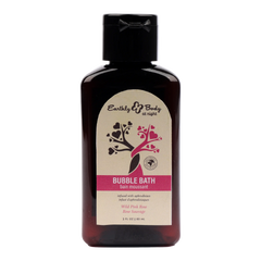 Earthly Body at Night Wild Pink Rose Bubble Bath 2oz amber travel bottle with pink label