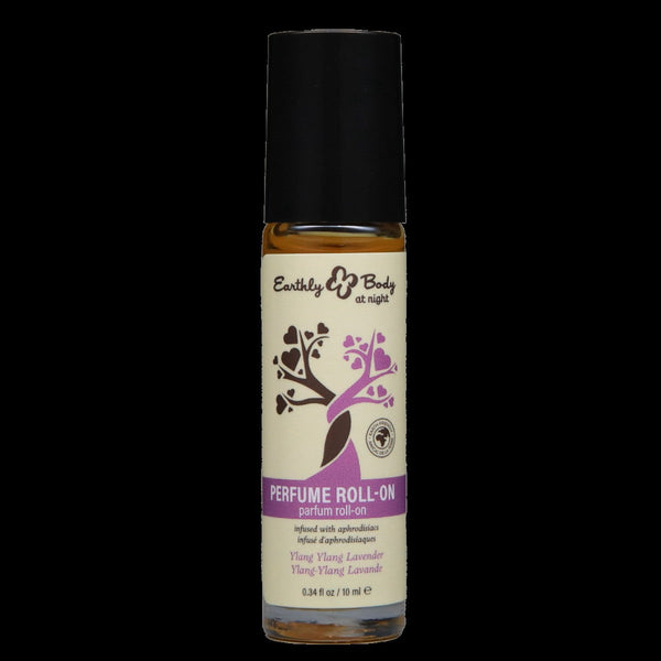 Earthly Body At Night Ylang Ylang Lavender Perfume Roll-On 10ml bottle with purple label