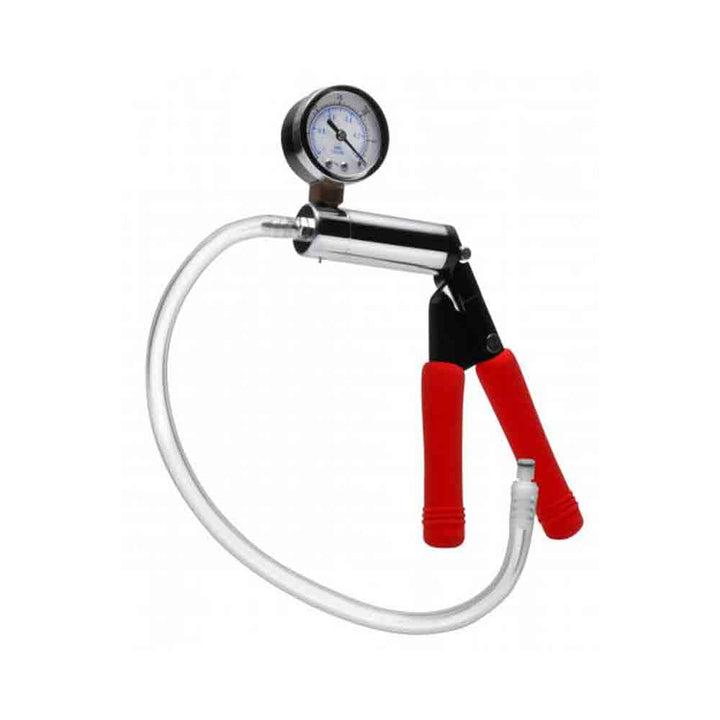 Size Matters Deluxe Steel Hand Pump with Pressure Gauge – chrome hand pump with gauge and hose
