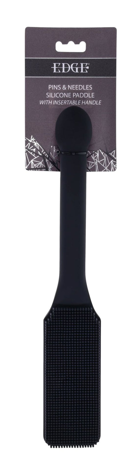 Edge Pins & Needles Silicone Paddle with insertable handle shown in retail packaging