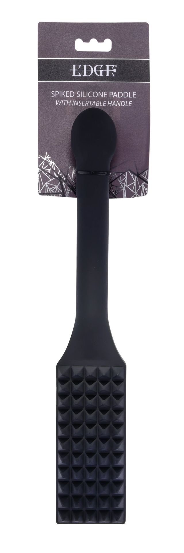 Edge Spiked Silicone Paddle by Sportsheets shown in retail packaging with insertable handle