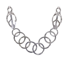 Edge Tuggable Clover Clamps with linked silver O-ring chain, front view