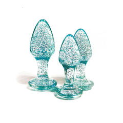 Adam & Eve Glitter Gem Butt Plug Set Blue