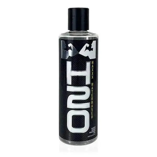 Elbow Grease H2O Maxxx water-based lubricant gel in a clear 8.5 oz bottle with black label