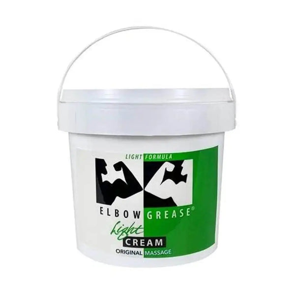 Elbow Grease Light Cream in a large 128 oz white pail with handle, light formula label