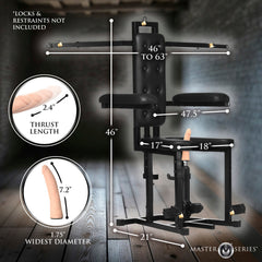 Enforcer Chair dimension diagram showing 46–63 in height, 47.5 in width, 2.4 in thrust length