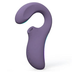 Enigma Double Sonic massager showing sonic stimulation opening and curved insertable arm detail