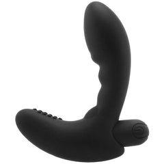Eternal P-Spot rechargeable prostate massager shown from rear angle, highlighting ribbed shaft texture