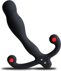 Eupho Syn V black silicone massager rear view showing magnetic charging contacts and curve