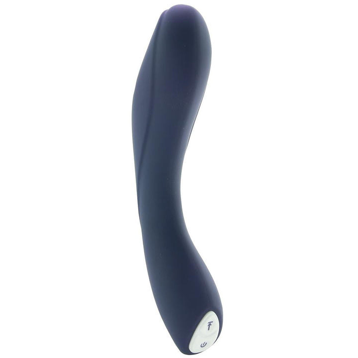 Evolved Coming Strong vibrator in deep navy silicone with curved tip and white control button