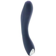 Evolved Coming Strong vibrator in deep navy silicone with curved tip and white control button