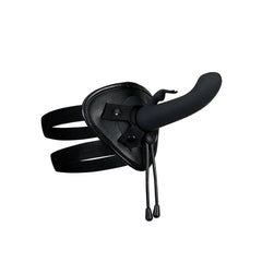 Evolved Heavenly Harness heart-shaped leather base with dual straps and silicone sleeve