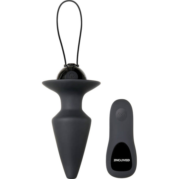 Evolved Plug & Play black silicone anal plug with wireless remote control handset