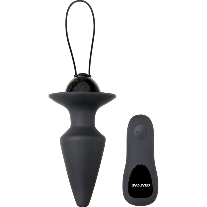Evolved Plug & Play black silicone anal plug with wireless remote control handset