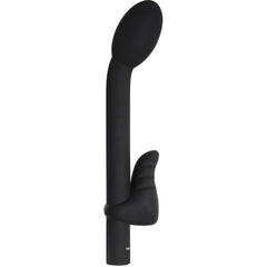 Evolved Power Couple black silicone G-spot vibrator with curved head and clitoral stimulator