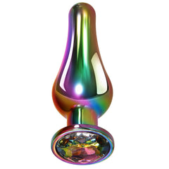 Evolved Rainbow Metal Plug Large with iridescent multicolour finish and faceted gem base