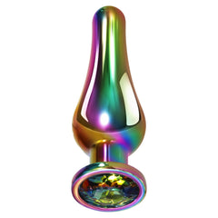 Evolved Rainbow Metal Plug Medium with iridescent finish and faceted gem base, front view