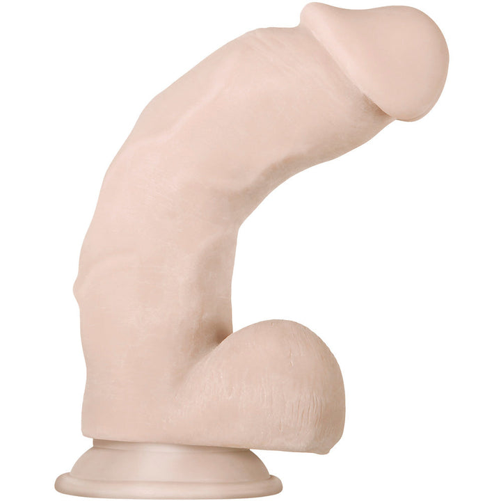 Evolved Real Supple Posable Girthy 8.5" dildo in light skin tone with suction cup base