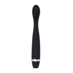 Evolved Skinny G flexible g-spot vibrator showing power button detail, straight-on angle