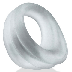 Expander cockring angled side view revealing tapered scoop profile and soft texture
