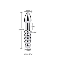 Extreme Driver SS anal toy dimensions: 180mm length, 35mm tip, 274g polished metal