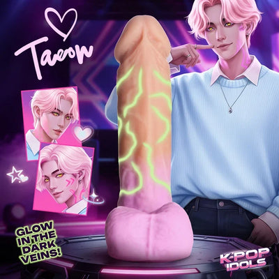 XR Taeon Glow-in-the-Dark Silicone Dildo with Balls – 7.1 Inch