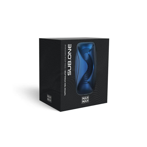 Man Wan Sub One Stimulator in dark box packaging, metallic blue device visible on front