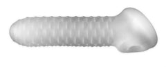 Fat Boy Checker Plate Sheath 6.5" in clear silaskin, showing ribbed texture detail