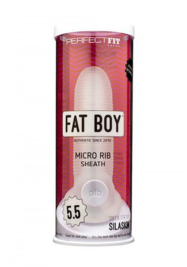 Fat Boy Micro Rib Sheath 5.5" packaging showing soft stretch silaskin material details