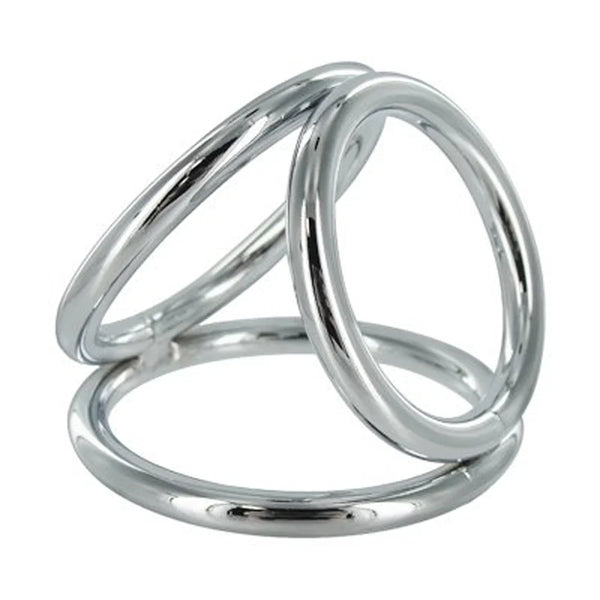 Master Series Triad Chamber Triple Cock Ring – Large 2 Inch, three linked chrome rings
