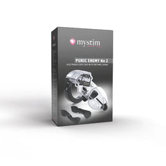 Mystim Pubic Enemy No. 2 e-stim cock cage packaging