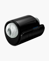 Feel Argenta Stroker inserted into a black Kiiroo Launch motorised interactive device with blue LED controls