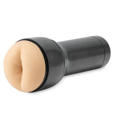 Feel Stroker male masturbator pale butt opening nestled in black ergonomic hard-shell casing