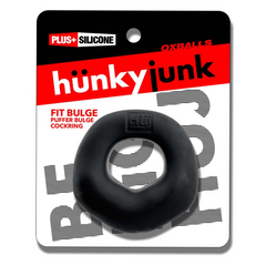 Fit Bulge cockring on Plus Silicone hunkyjunk retail card packaging, black