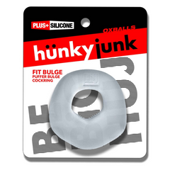 Fit Bulge puffer bulge cockring on hünkyjunk retail card, Plus Silicone blend noted on packaging