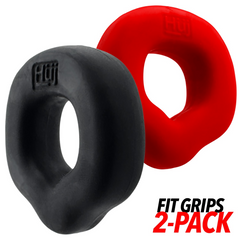 Fit Grips 2-pack ergo cockrings showing chunky ring profile, black foreground red behind